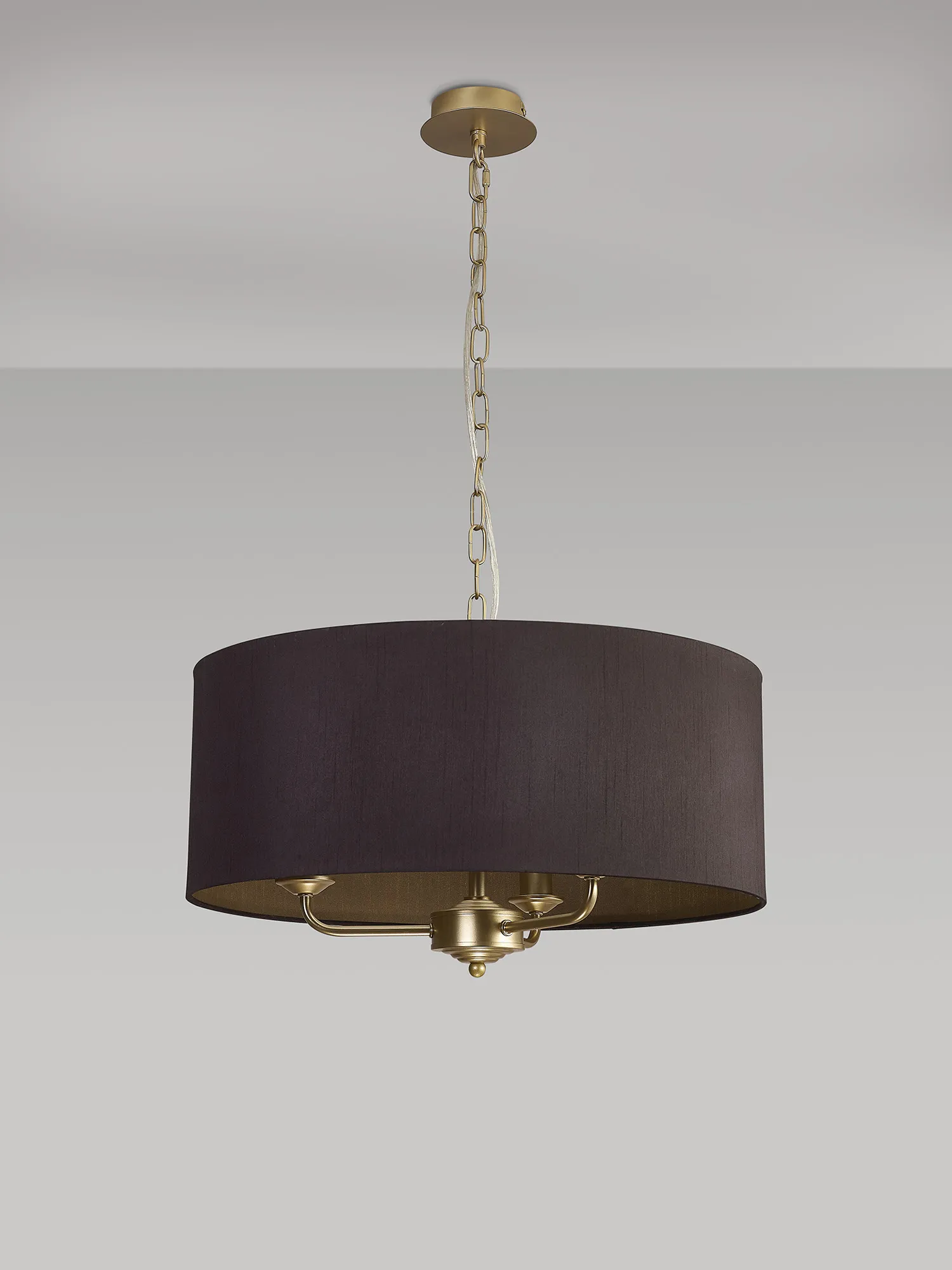 Banyan 50cm 3 Light Pendant Champagne Gold, Midnight Black/Green Olive DK0969  Deco Banyan CG BL/GR